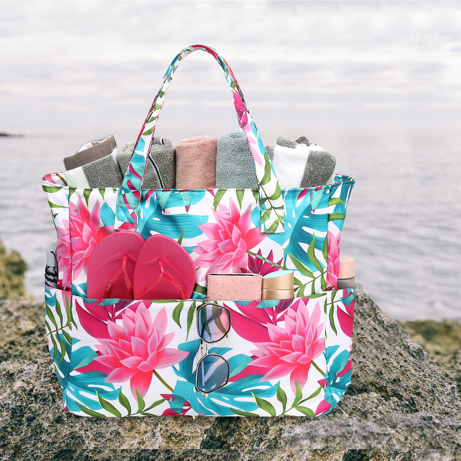 Foto 5 | Bolsa De Playa Ledaou Impermeable Y Resistente A La Arena Para Mujer Lotus - Venta Internacional.