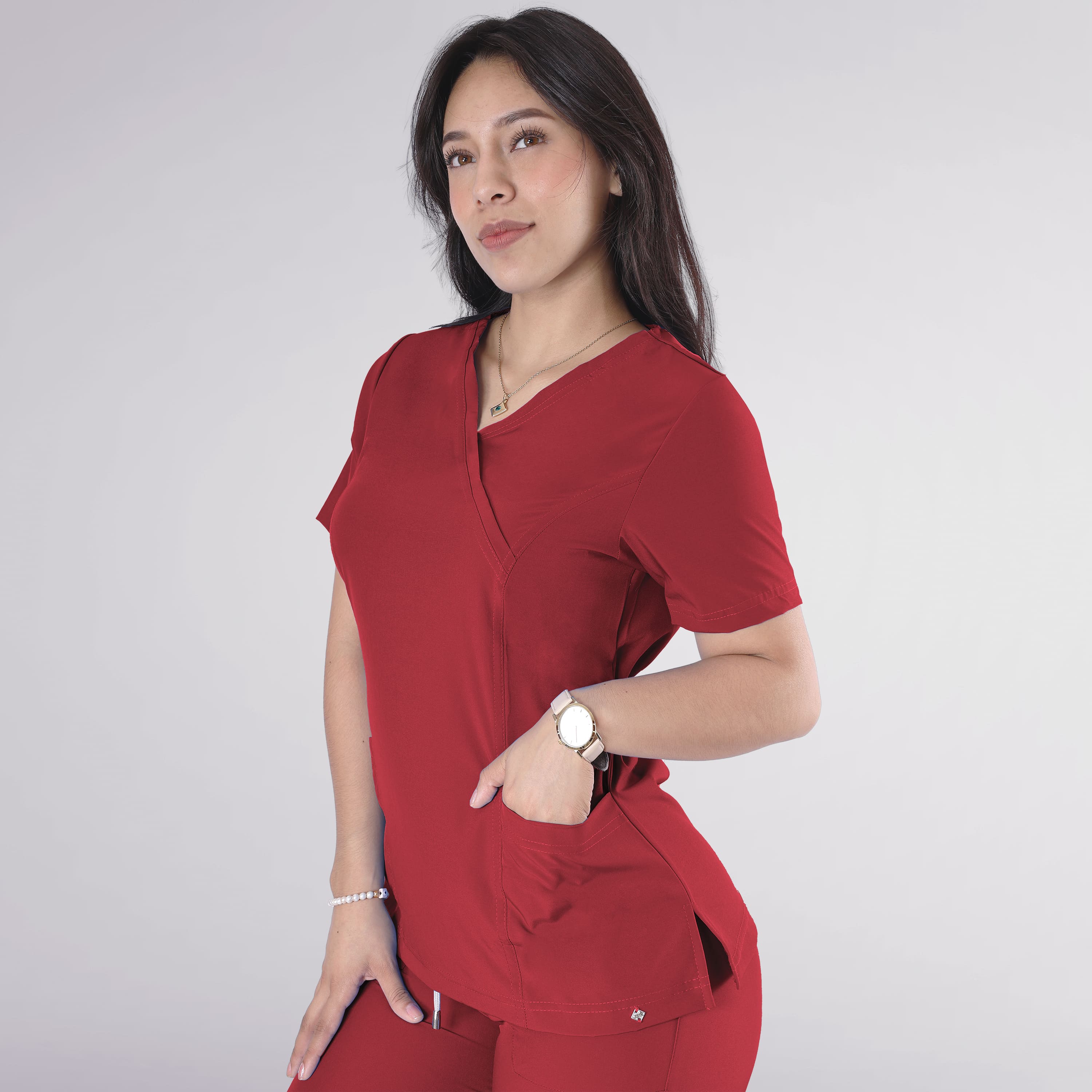 Foto 2 | Conjunto Quirurgico Antifluidos Rojo Para Mujer Corte Recto