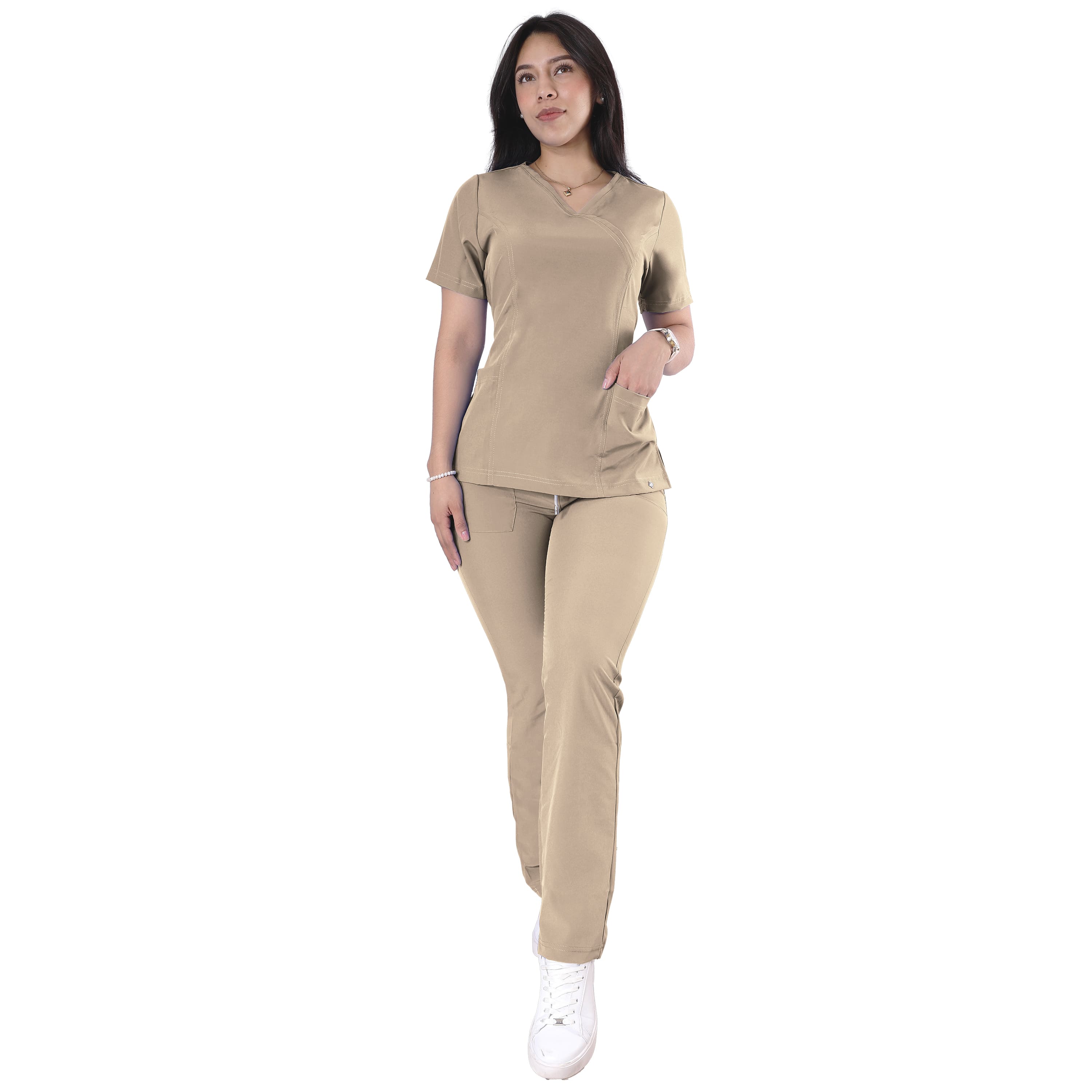 Foto 2 pulgar | Conjunto Quirúrgico Beige para Mujer