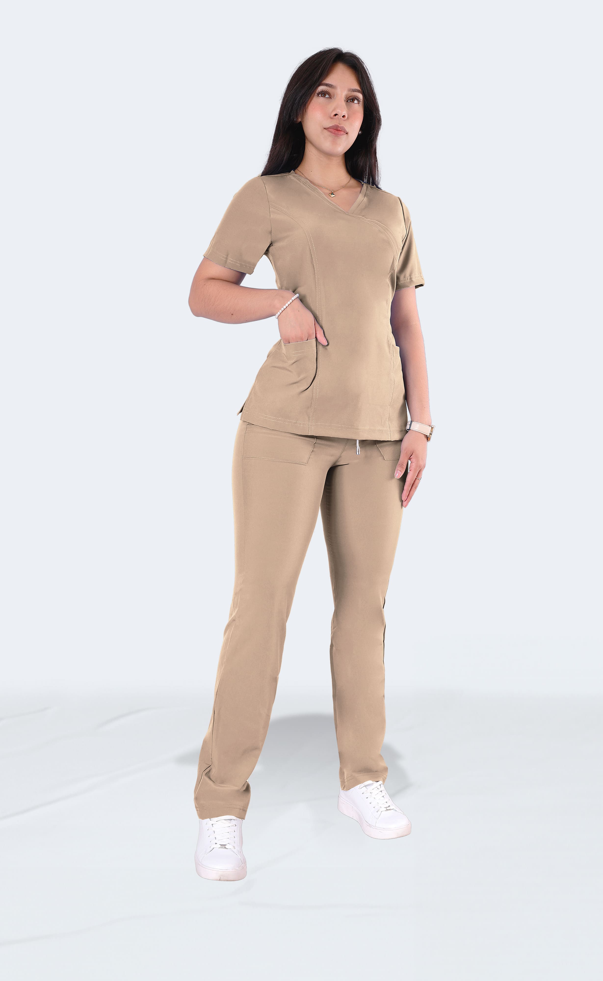 Foto 9 pulgar | Conjunto Quirúrgico Beige para Mujer