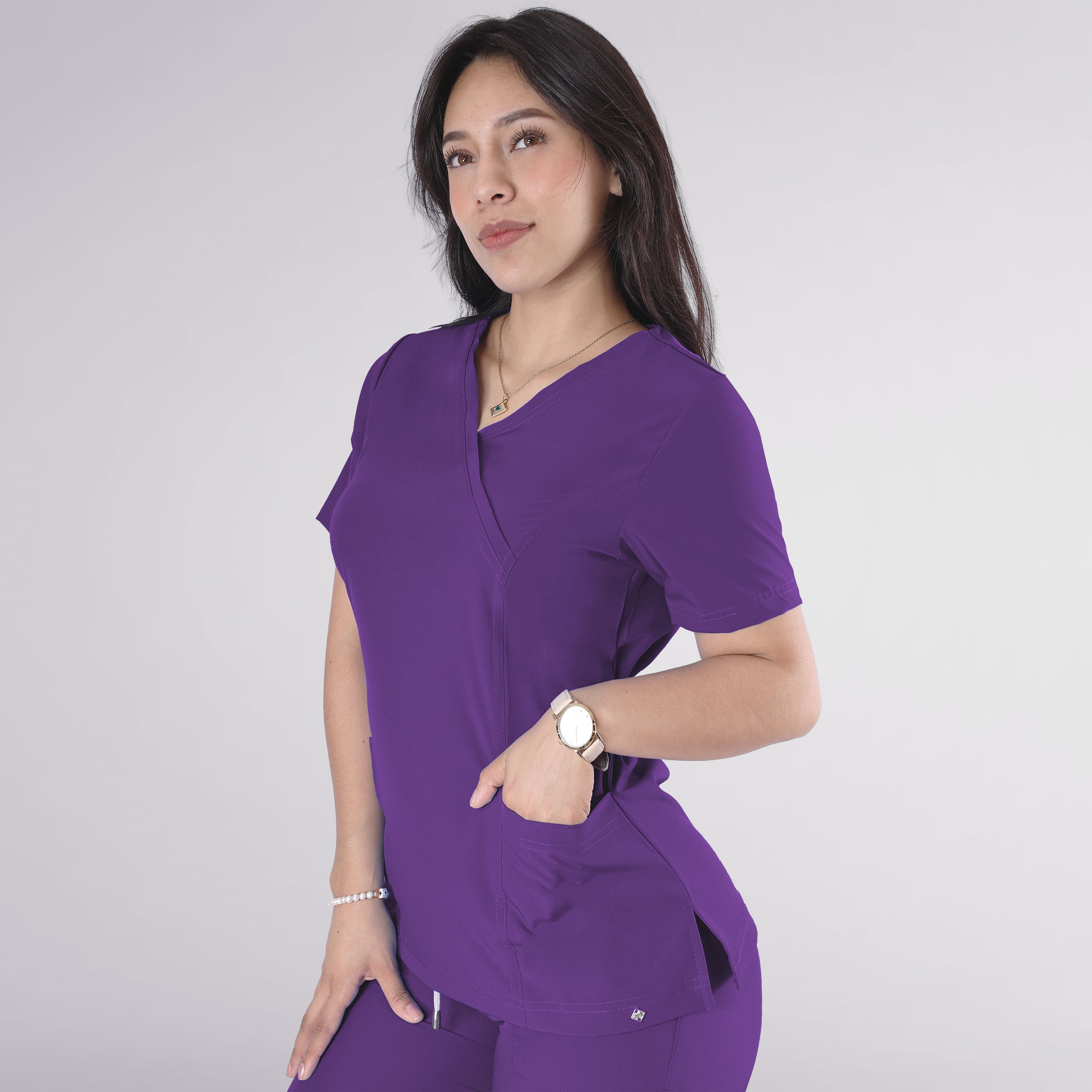 Foto 3 pulgar | Conjunto Quirúrgico Lila para Mujer