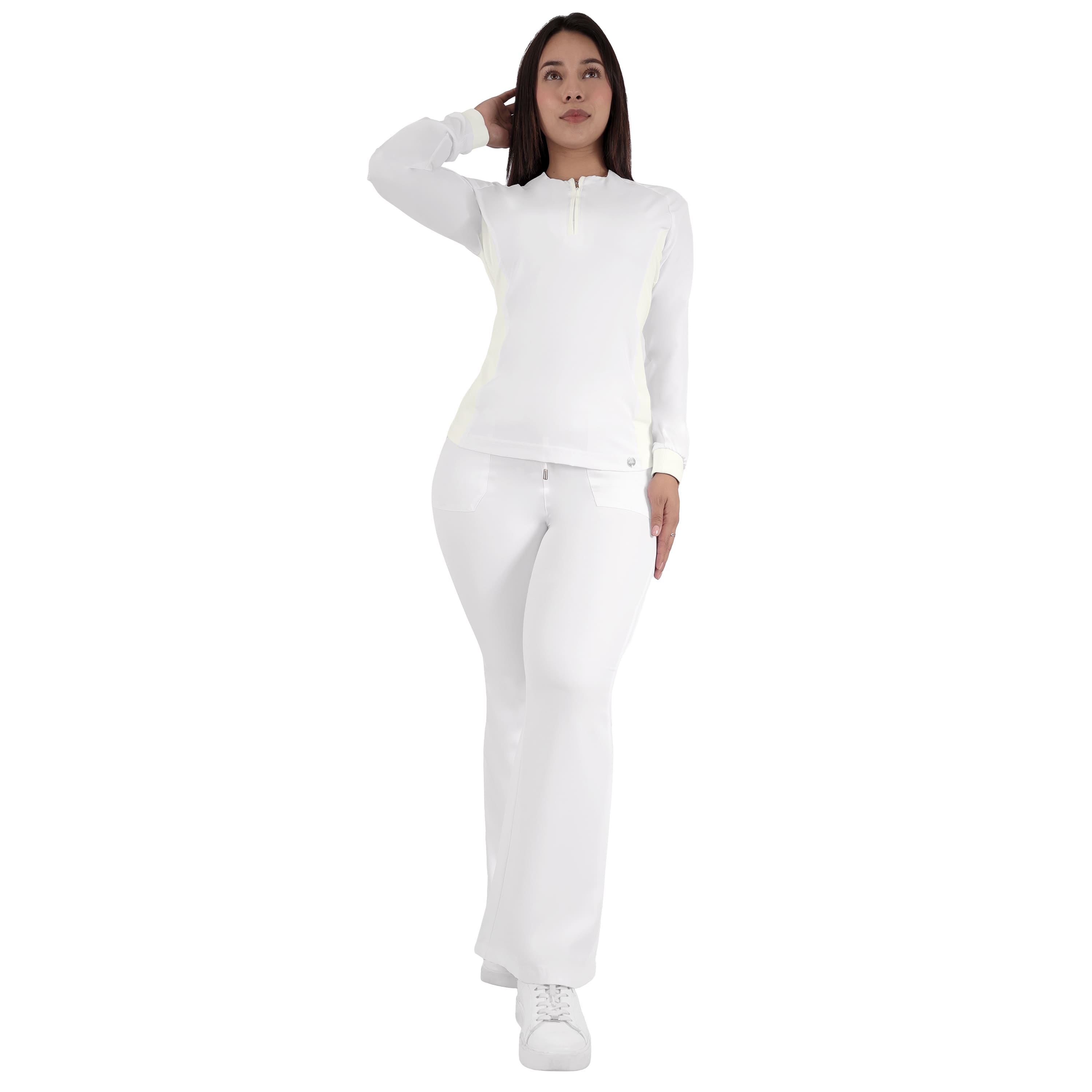 Foto 2 pulgar | Pijama Quirúrgica Dama Conjunto Antifluido Blanco Manga Larga Mujer Sea Brazil
