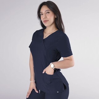 Foto 2 | Conjunto Quirúrgico Antifluidos Azul Marino Para Mujer Corte Recto