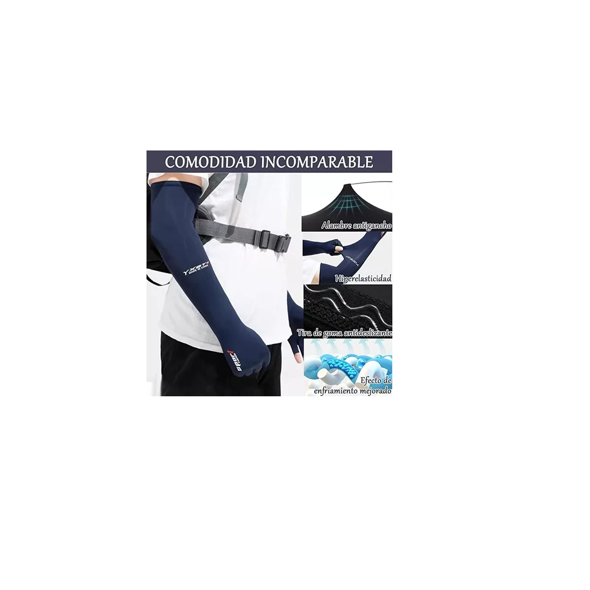 Foto 2 | Mangas Protectoras Brazo Uv Para Sol Con Guante Dos Dedos Eo Safe Imports Esi-13645 Azul
