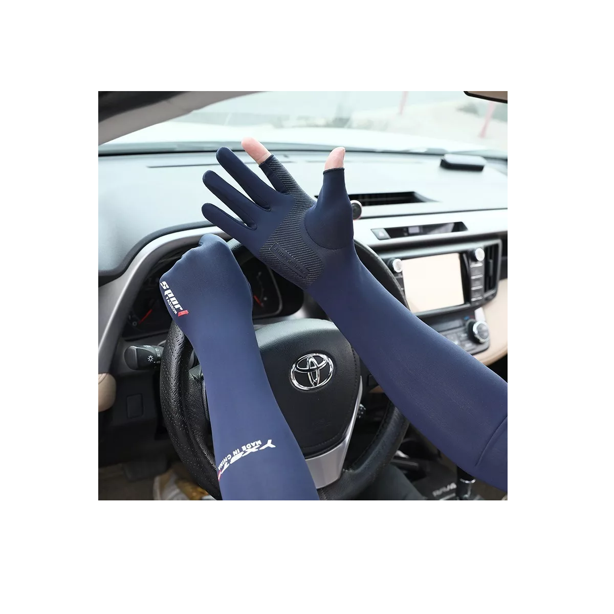 Foto 5 pulgar | Mangas Protectoras Brazo Uv Para Sol Con Guante Dos Dedos Eo Safe Imports Esi-13645 Azul