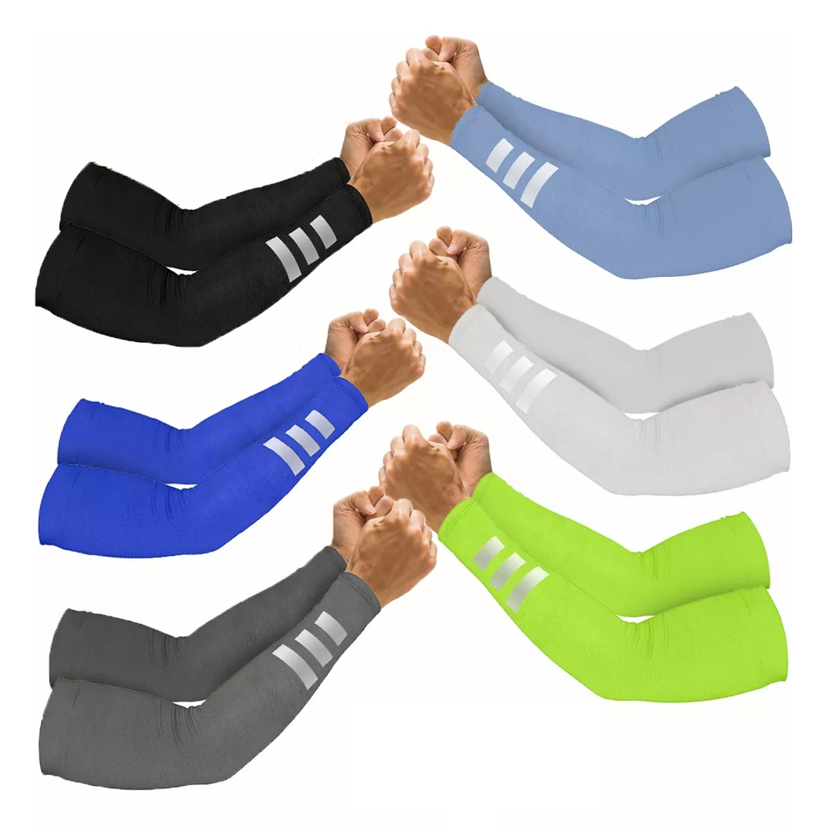 Foto 2 pulgar | 6 Pares Mangas Protectoras Para Sol, Deporte Con Reflejante Eo Safe Imports Esi-17500 Multicolor