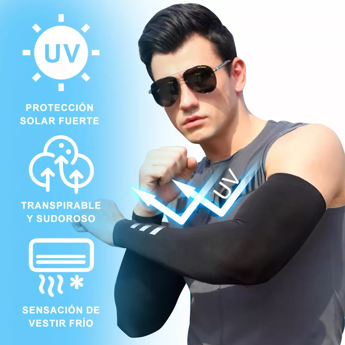 Foto 2 | 6 Pares Mangas Protectoras Para Sol, Deporte Con Reflejante Eo Safe Imports Esi-17500 Multicolor