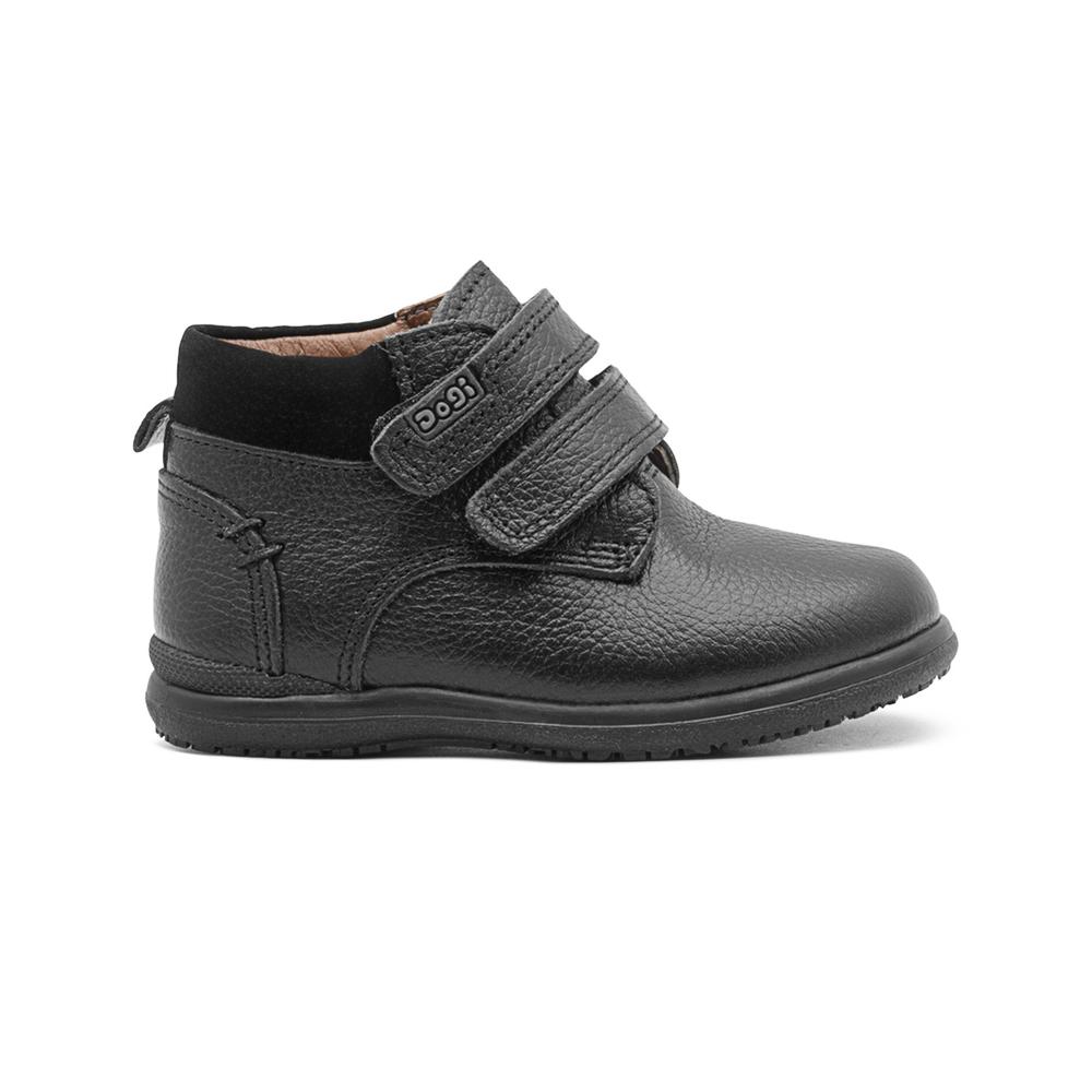 Bota Escolar Dogi Para Niño Ajuste Contactel 100% Piel Negro