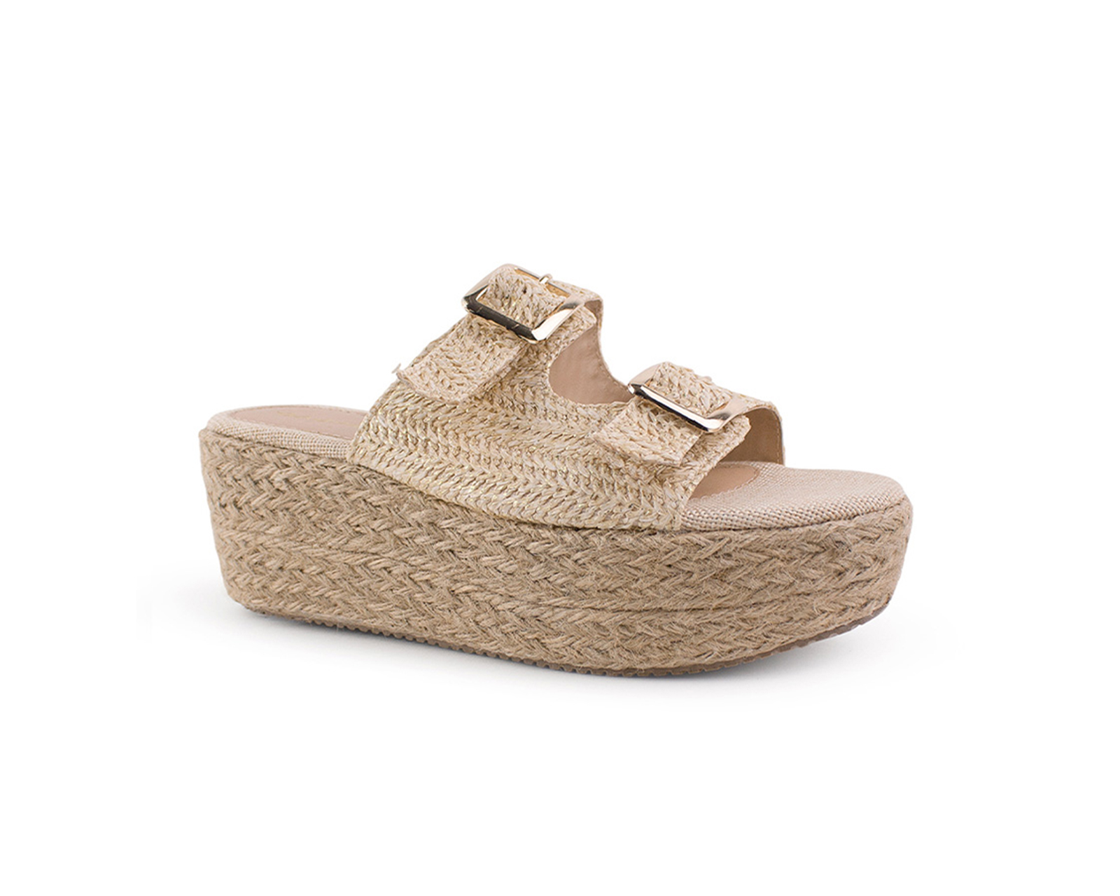 Alpargata Color Beige Hebillas  Material Sintético