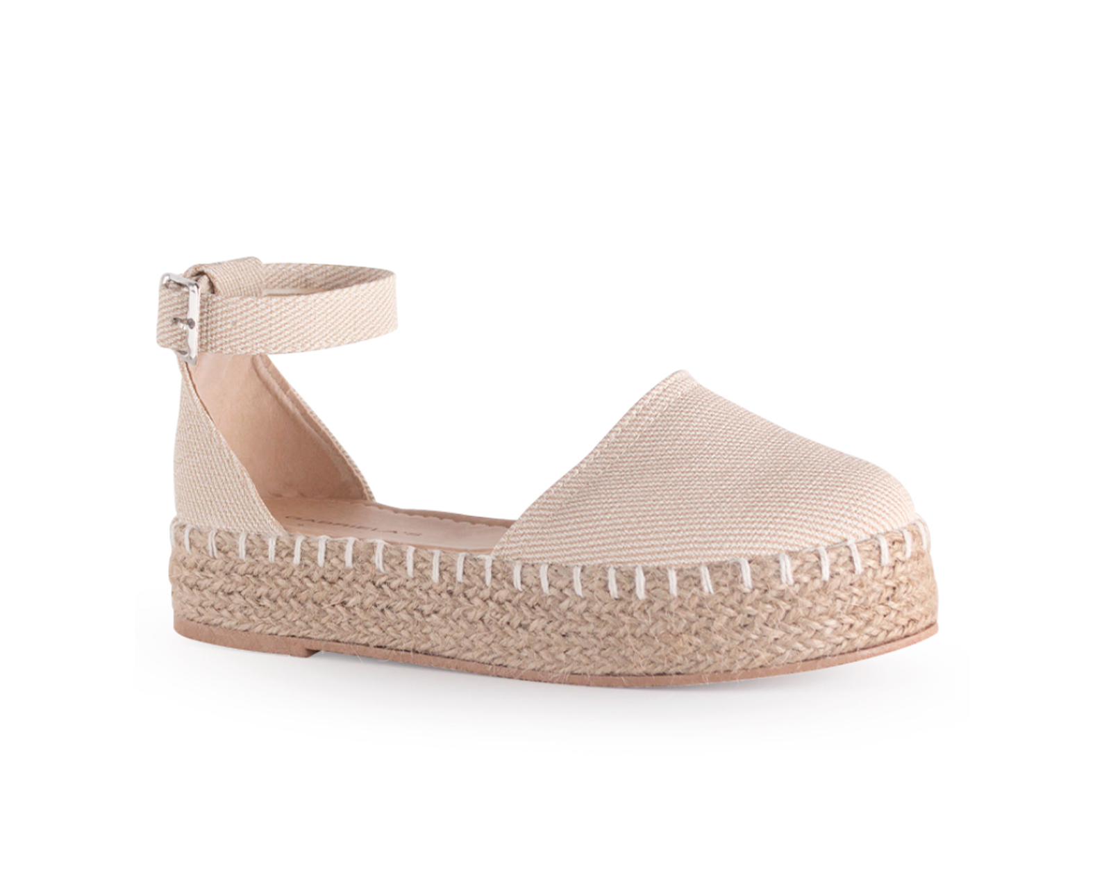 Alpargata Color Beige Hebilla Material Sintético