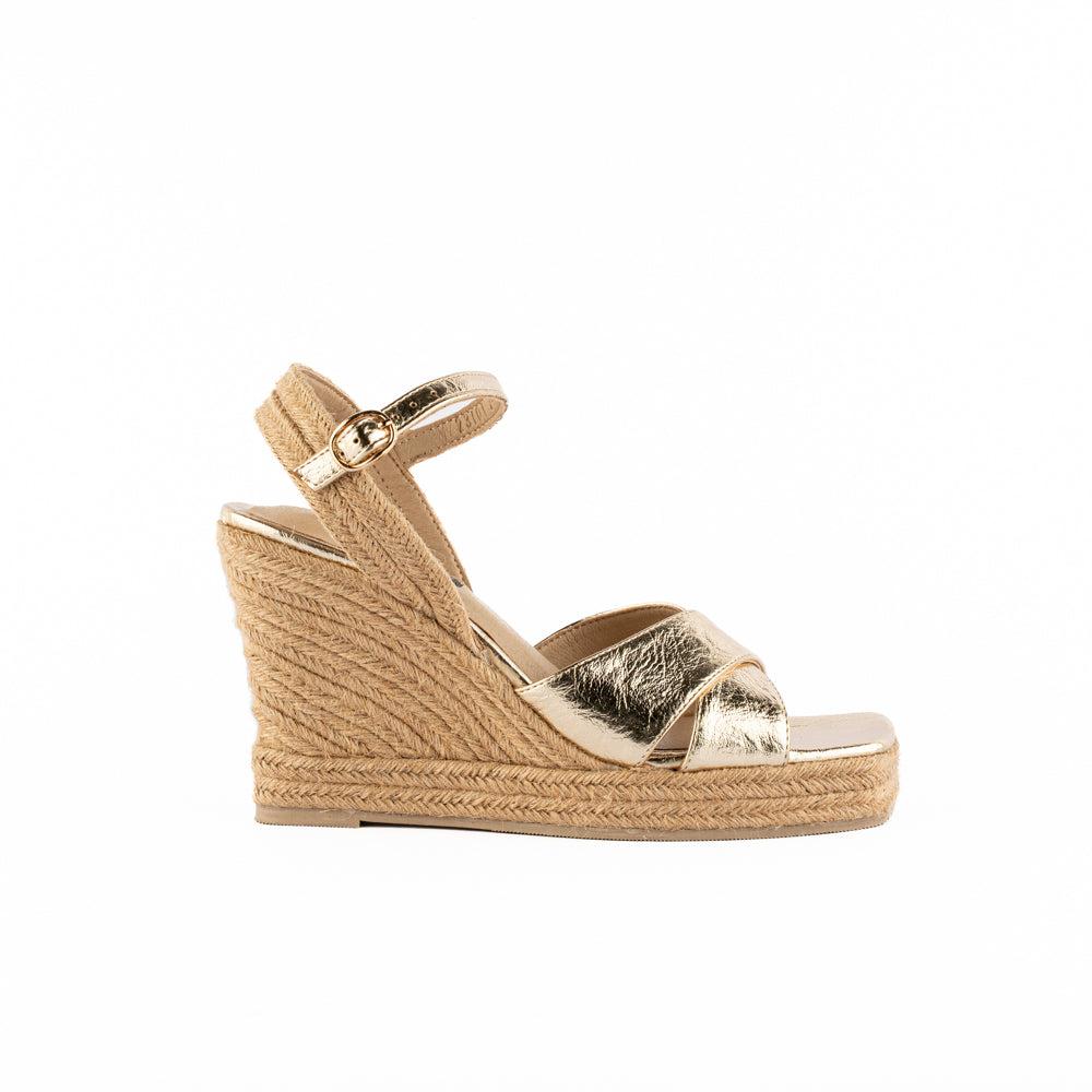 Plataforma Alpargata Yute Casual Para Mujer Walki Abril Dorado