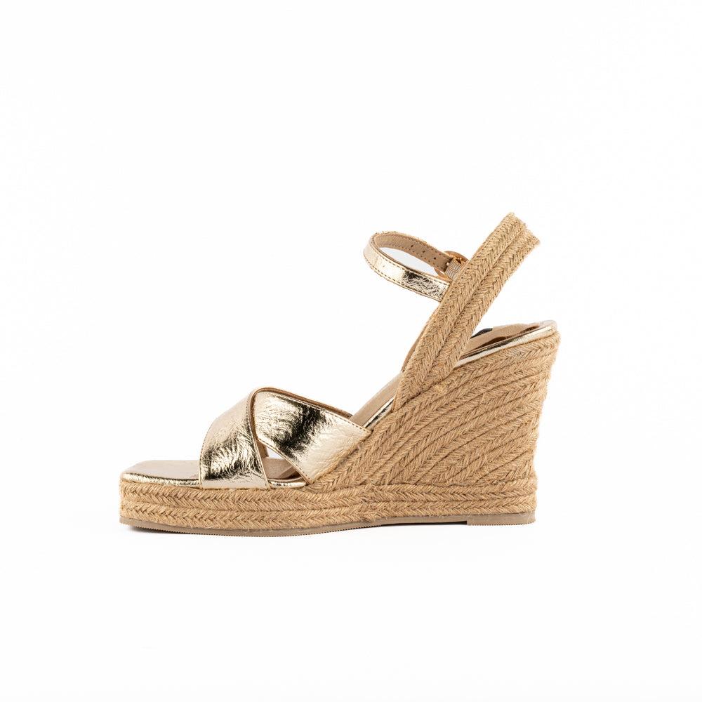 Foto 4 pulgar | Plataforma Alpargata Yute Casual Para Mujer Walki Abril Dorado