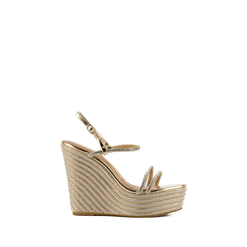 Foto 2 pulgar | Alpargata Brillos Plataforma 13.5cm Para Mujer Walki Alessia Dorado