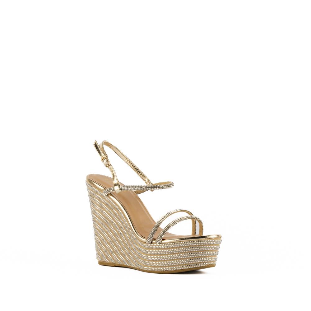 Foto 4 pulgar | Alpargata Brillos Plataforma 13.5cm Para Mujer Walki Alessia Dorado