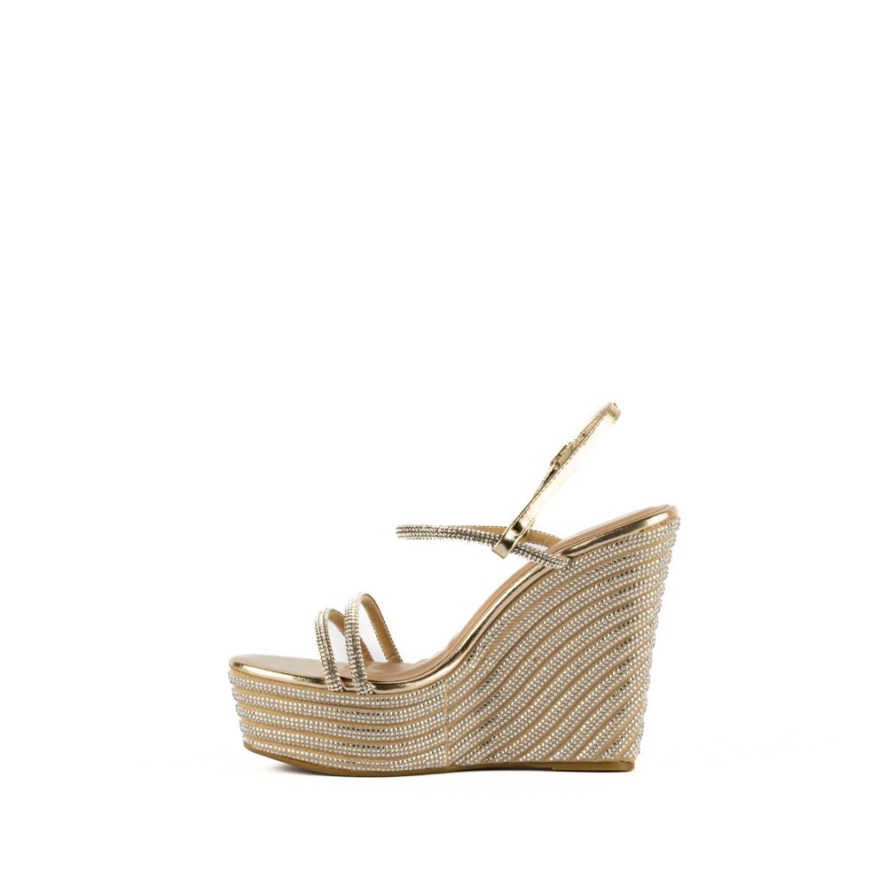 Foto 5 pulgar | Alpargata Brillos Plataforma 13.5cm Para Mujer Walki Alessia Dorado