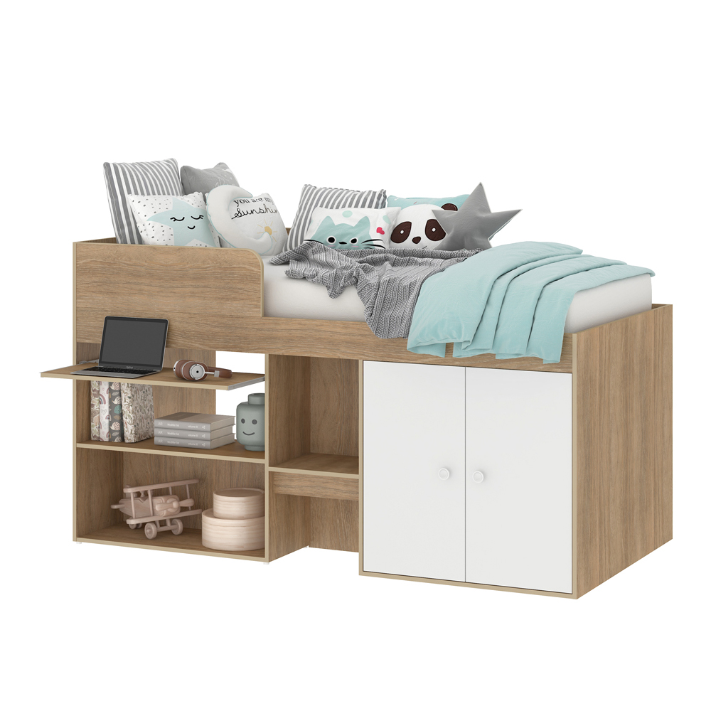 Foto 3 pulgar | Cama Multifuncional Individual Skal Living Roble/Blanco