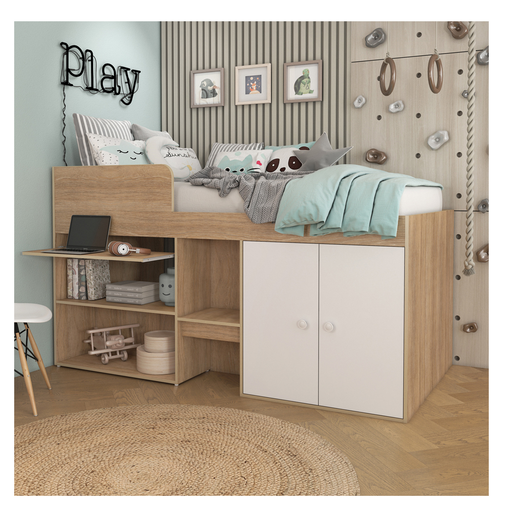 Foto 4 pulgar | Cama Multifuncional Individual Skal Living Roble/Blanco