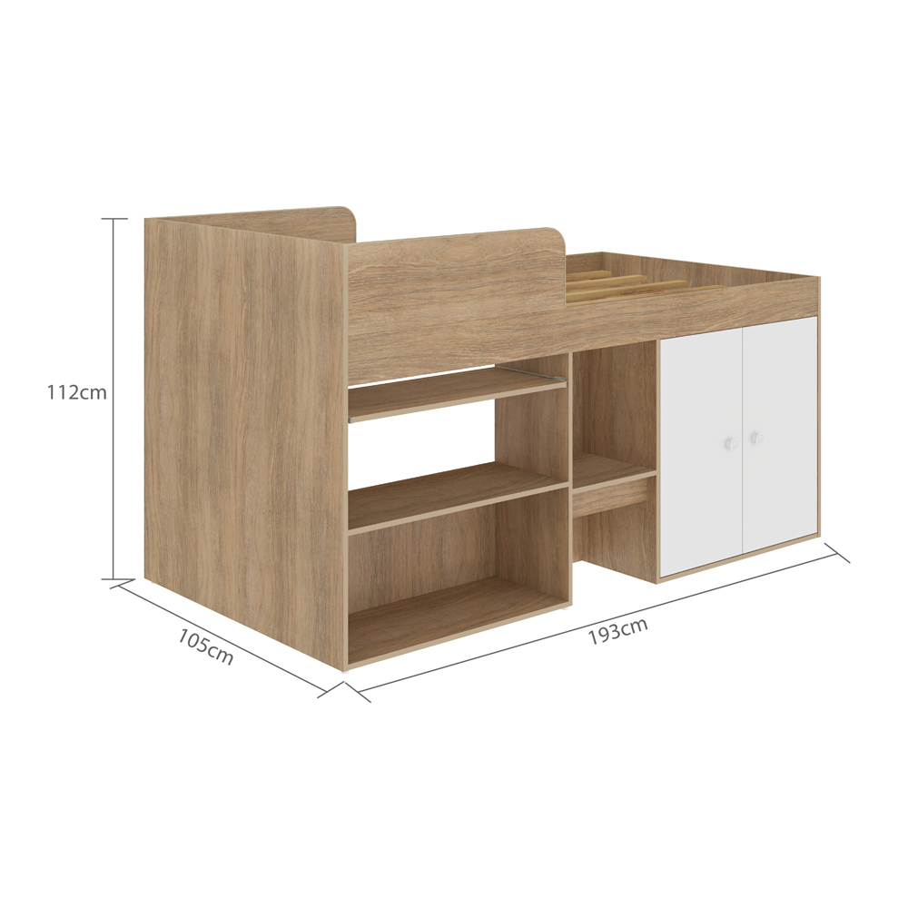 Foto 5 pulgar | Cama Multifuncional Individual Skal Living Roble/Blanco
