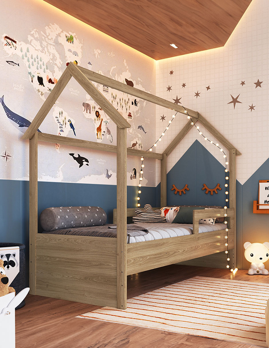Cama Individual Montessori Mobi Alberta Roble
