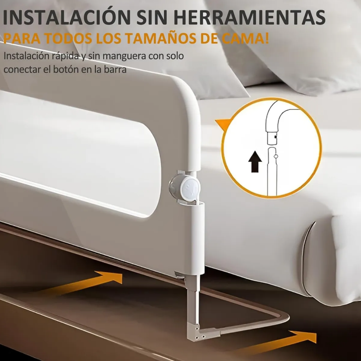 Foto 3 pulgar | Valla De Cama Plegable Protección Caídas Bebé  Eo Safe Imports  Esi-18779 Gris