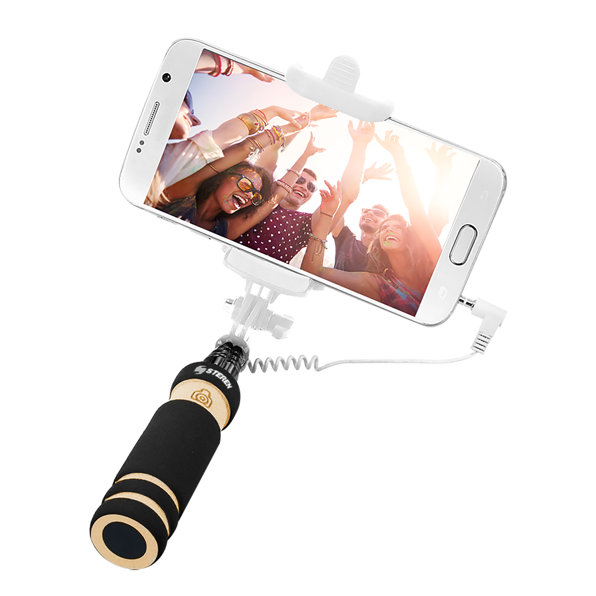 Foto 4 pulgar | Mini Brazo Extendible para Selfie con Disparador y Cable Steren Blanco