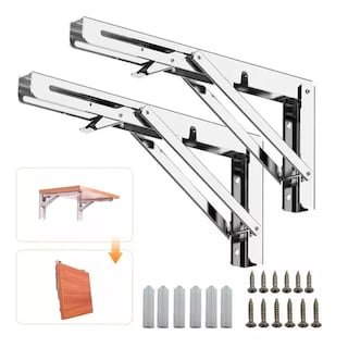 Foto 3 | Par Soportes Para Repisas Plegable Acero Inoxidable Eo Safe Imports Esi-9232 Plata