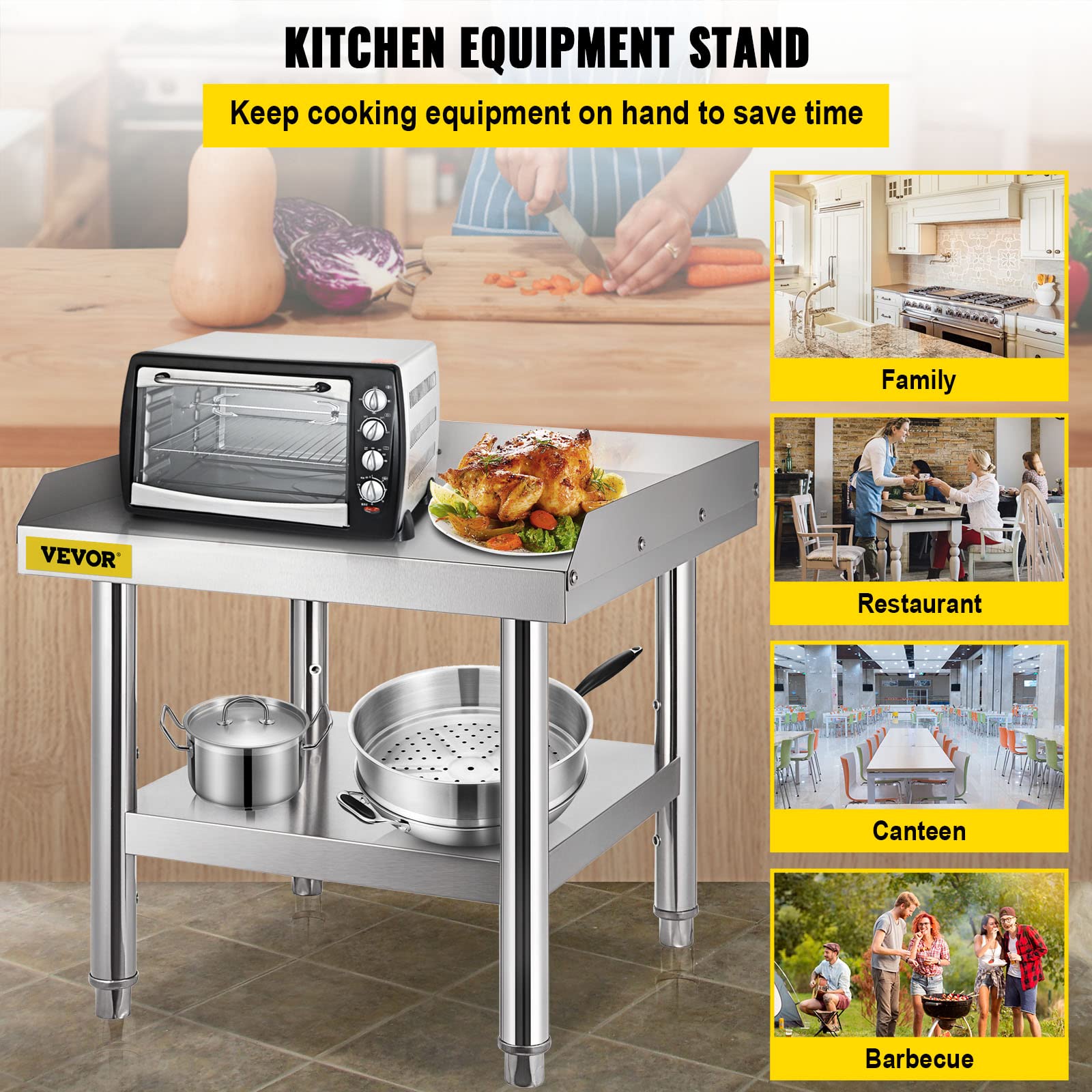 Foto 2 | Soporte Para Parrilla Vevor De Acero Inoxidable, 60 X 60 X 66 Cm, Con Estante - Venta Internacional.