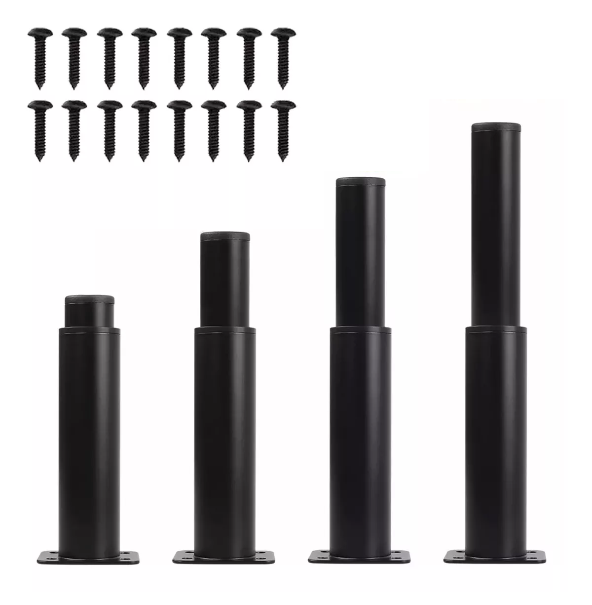 Foto 2 pulgar | 4 Piezas Patas Sofá Ajustables Metal Para Muebles 12-18cm Negro
