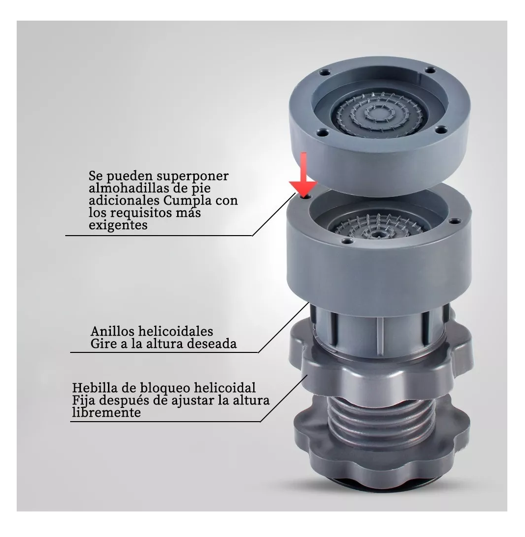 Foto 2 | Patas Para Lavadora Antivibración Universales, 4 Unidades Gris