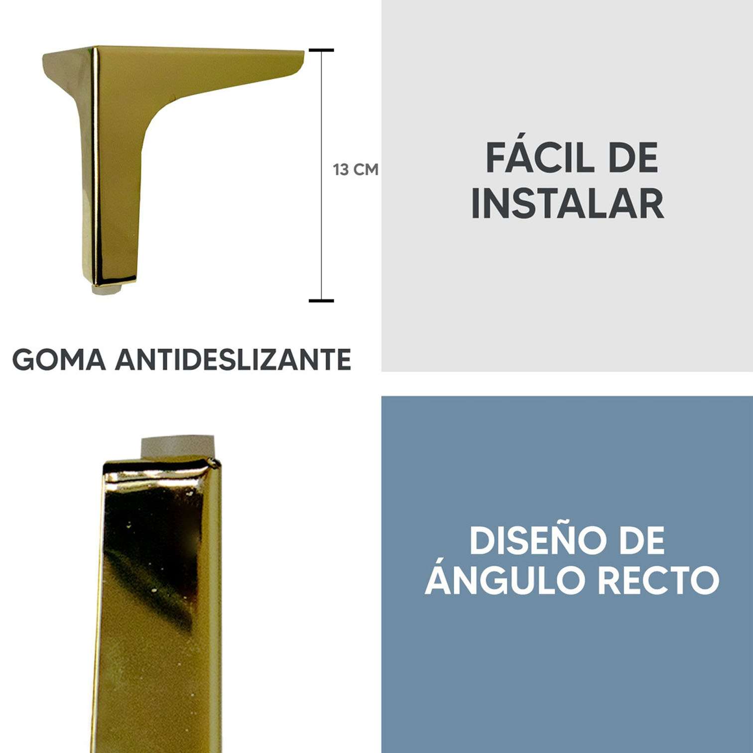 Foto 4 pulgar | Kit 4 Patas De Metal Para Mueble Jauz Improvement Color Dorado (j0411)