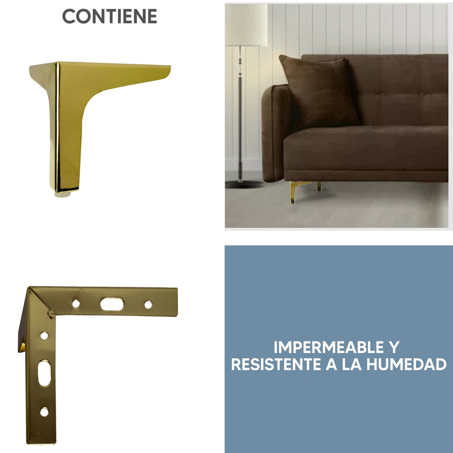 Foto 4 | Kit 4 Patas De Metal Para Mueble Jauz Improvement Color Dorado (j0411)