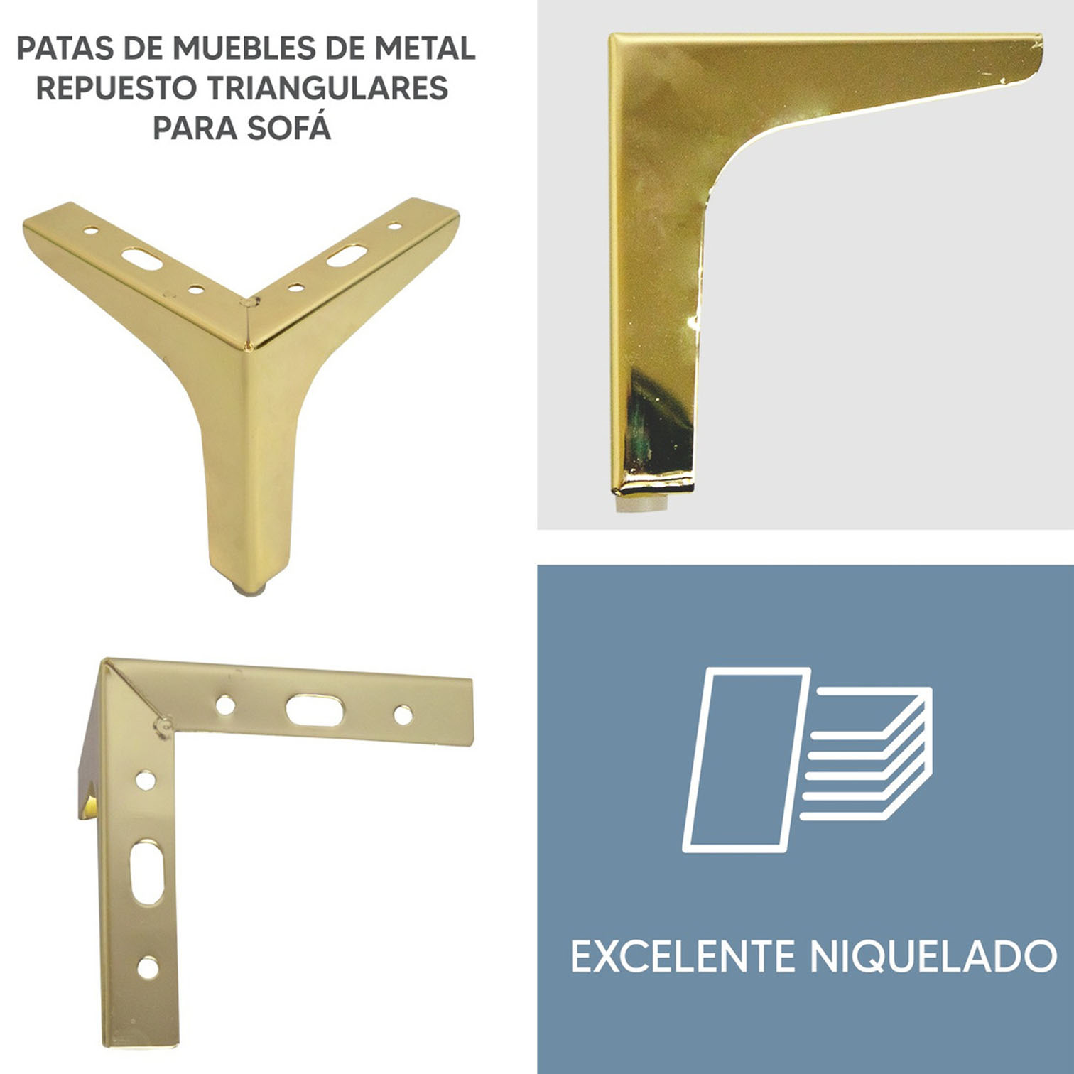 Foto 6 pulgar | Kit 4 Patas De Metal Para Mueble Jauz Improvement Color Dorado (j0411)