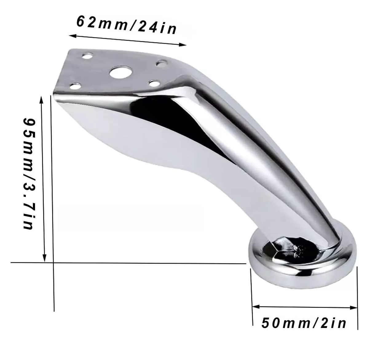 Foto 3 | Patas Para Sofá Mueble Cama Curvas Cromo C/tornillos 4 Pzas Plata