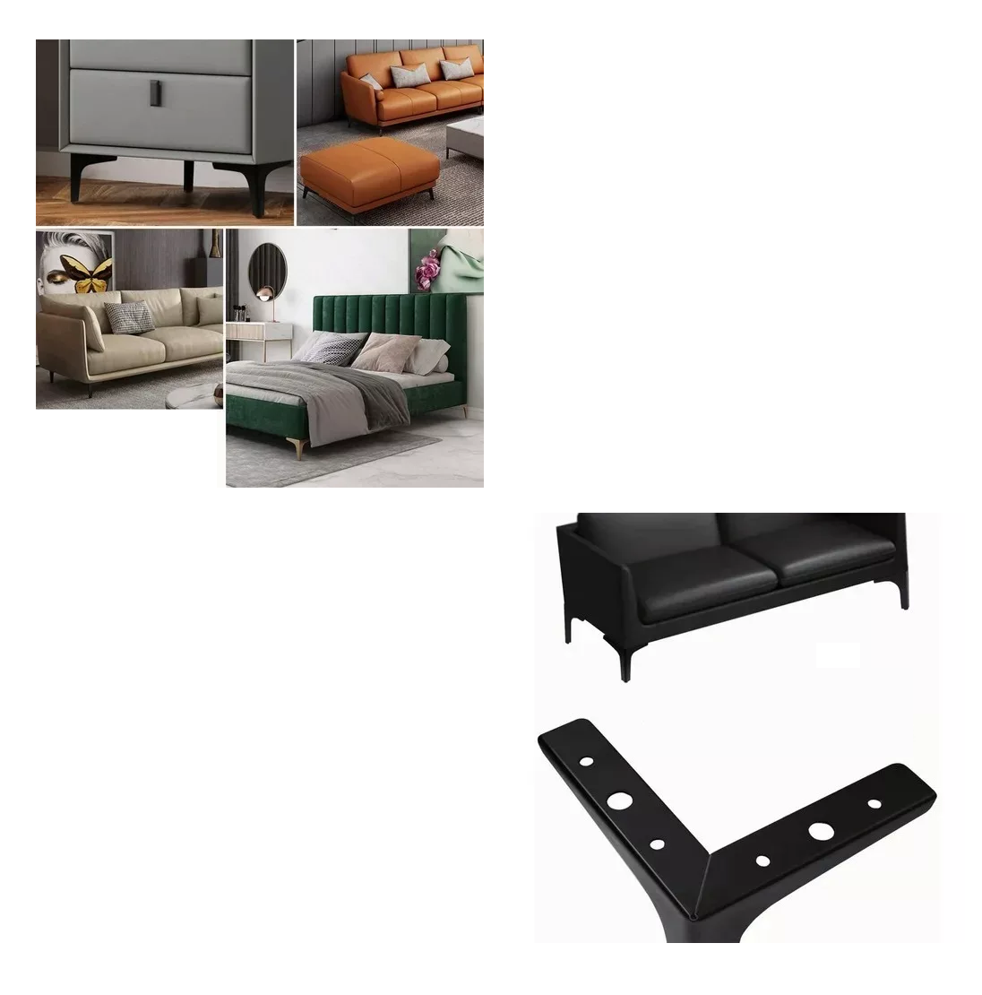 Foto 4 pulgar | Patas De Muebles Elevadores De Cama Sofá Apilables 4 Pz 13 Cm Negro