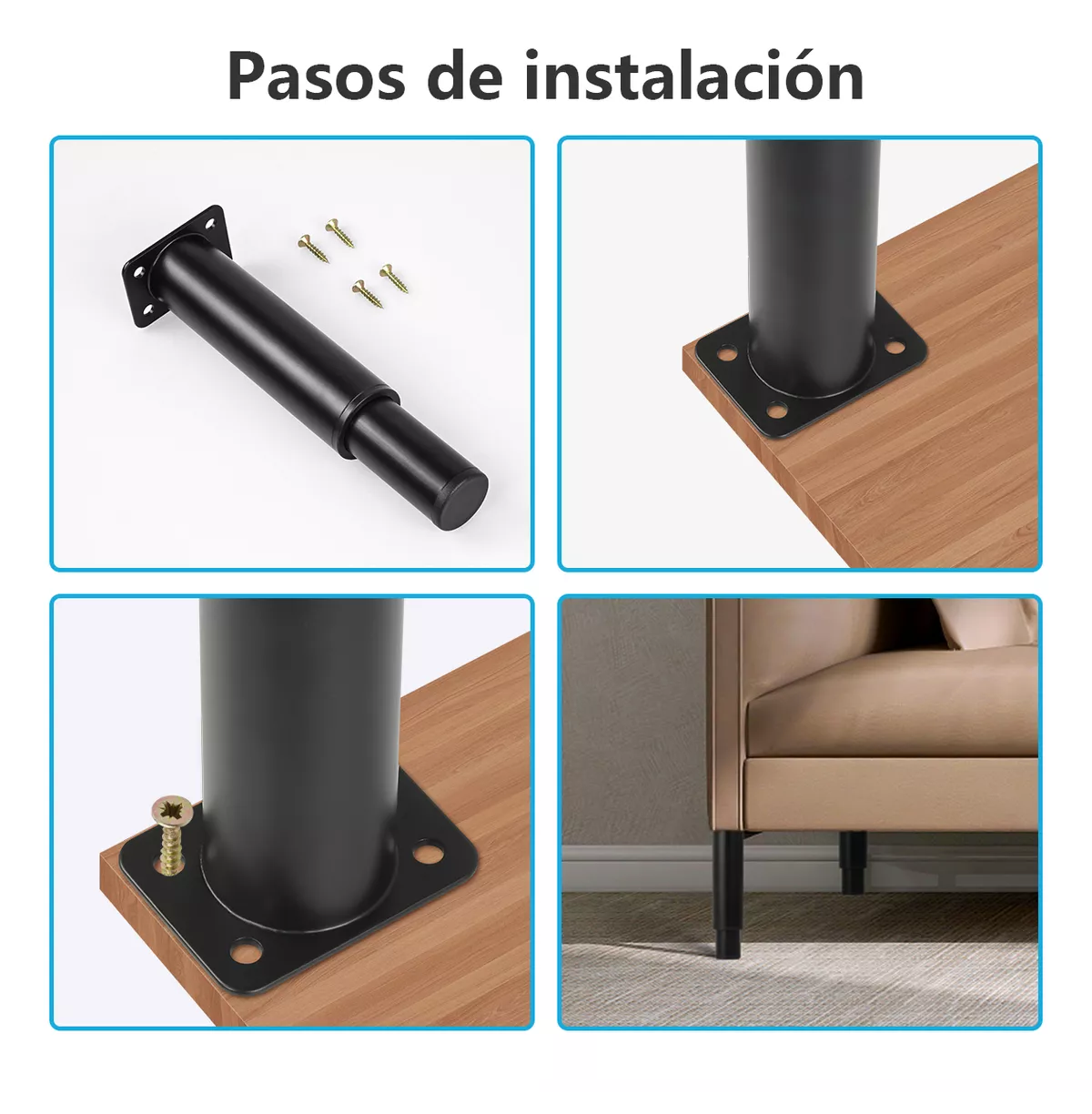 Foto 4 pulgar | Patas para Muebles Lab.G Ajustable 15 - 25 cm 4 Piezas Negros