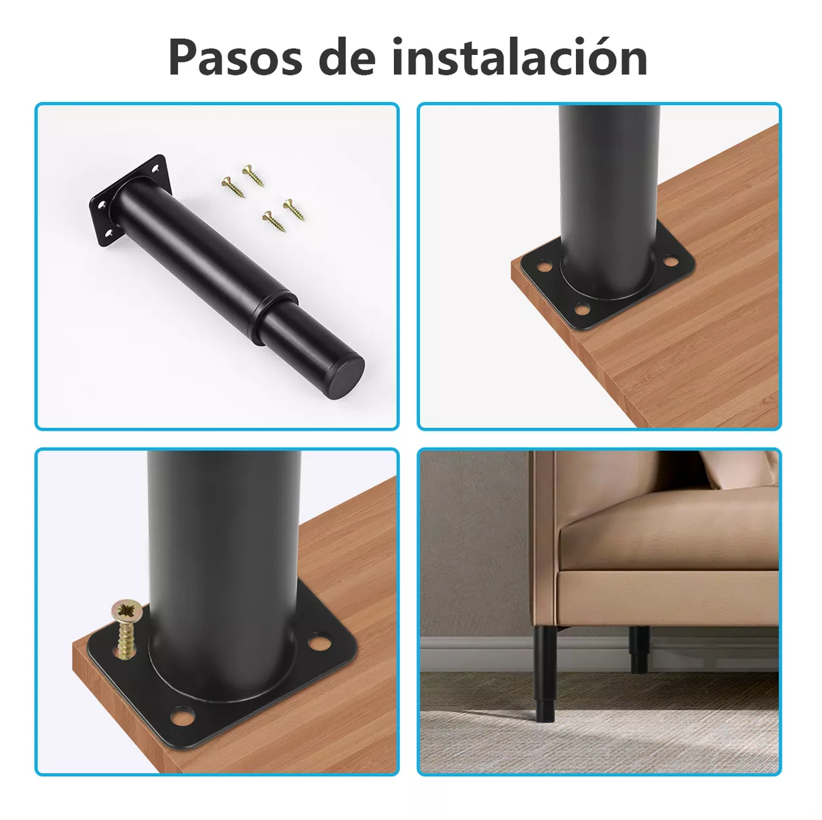 Foto 3 pulgar | Patas para Muebles Belug Ajustable 18-33 cm 4 Piezas Negros