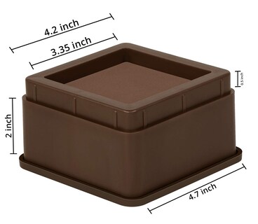 Foto 3 | Bed Risers Utopia Bedding De 5 Cm, Paquete De 4 Unidades, Espuma Antideslizante, Color Marrón - Venta Internacional.