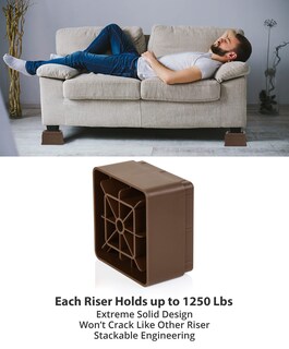 Foto 6 | Bed Risers Utopia Bedding De 5 Cm, Paquete De 4 Unidades, Espuma Antideslizante, Color Marrón - Venta Internacional.
