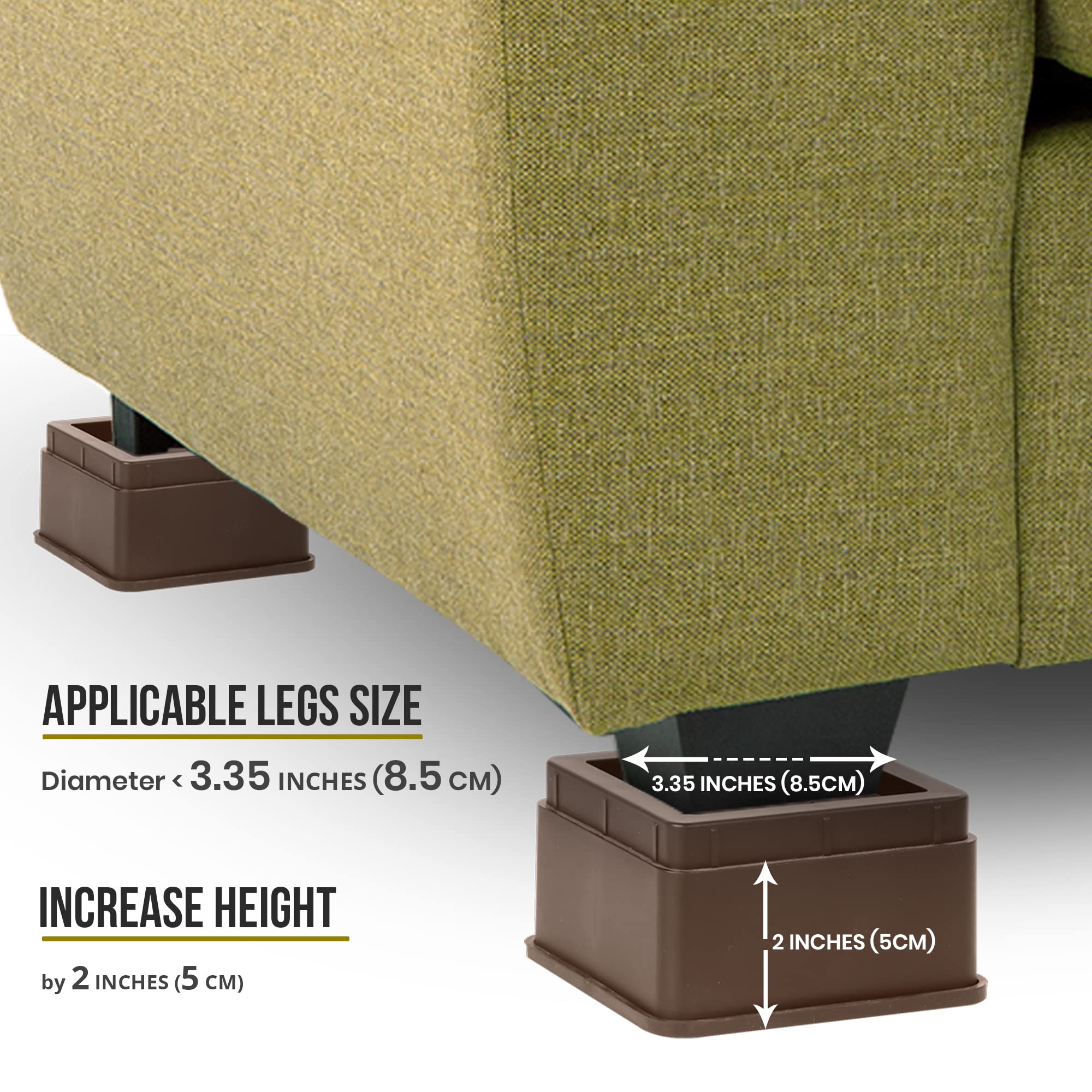 Foto 7 | Bed Risers Utopia Bedding De 5 Cm, Paquete De 4 Unidades, Espuma Antideslizante, Color Marrón - Venta Internacional.