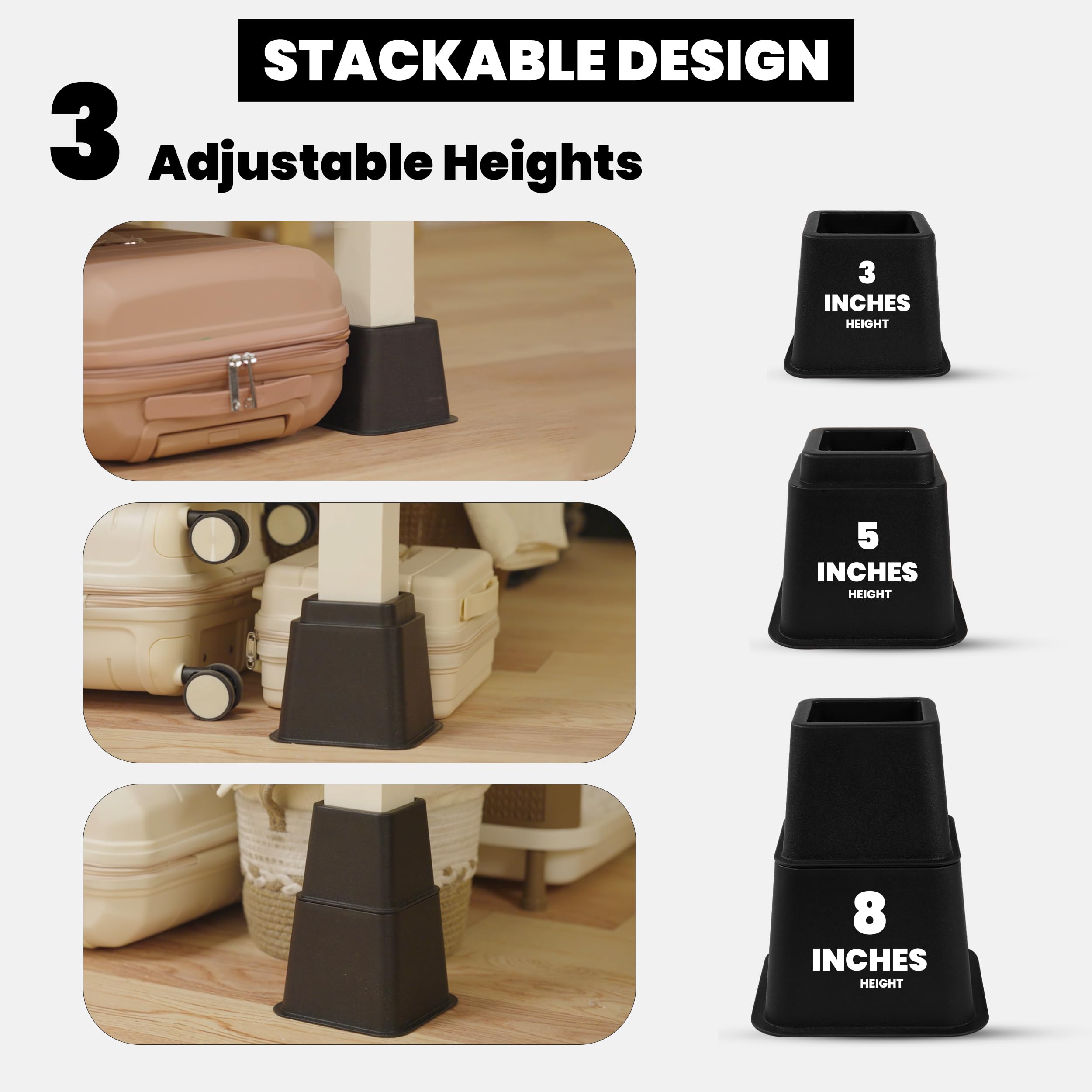 Foto 7 pulgar | Cama Ajustable Furniture Risers Utopia Bedding De 3, 5 U 8 Pulgadas (juego De 4) - Venta Internacional.
