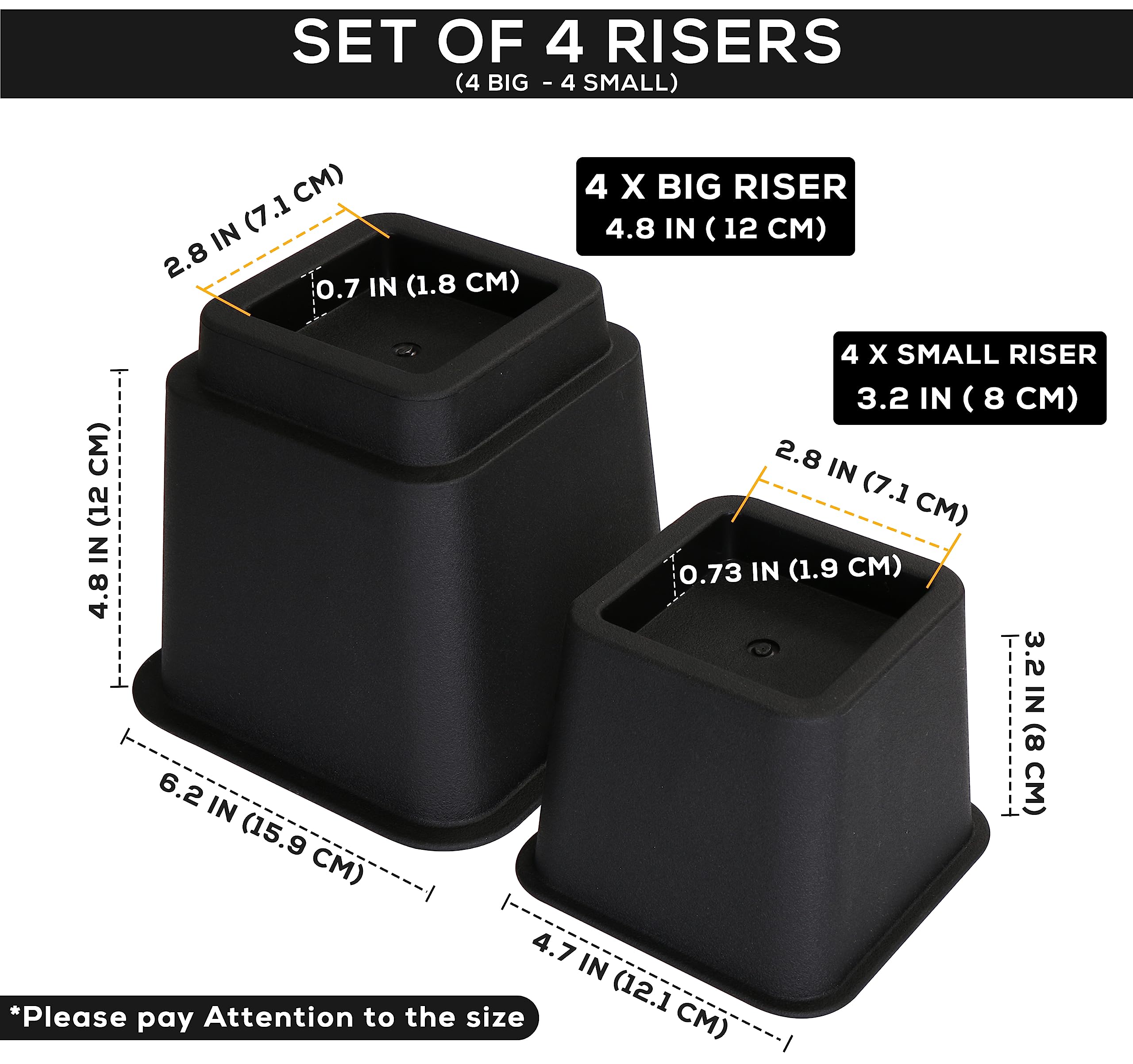 Foto 8 pulgar | Cama Ajustable Furniture Risers Utopia Bedding De 3, 5 U 8 Pulgadas (juego De 4) - Venta Internacional.