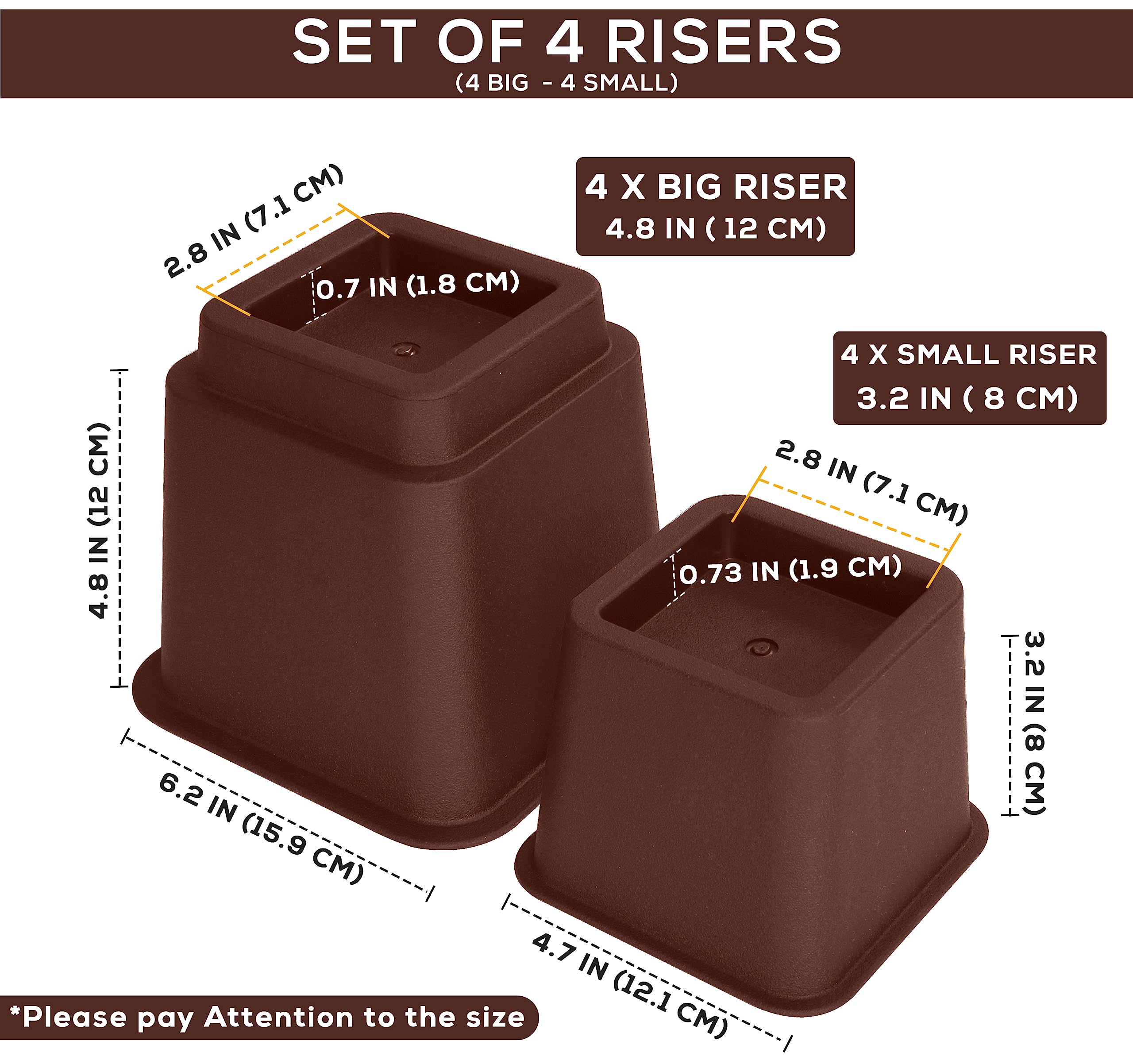 Foto 6 | Cama Ajustable Furniture Risers Utopia Bedding De 3, 5 U 8 Pulgadas - Venta Internacional.