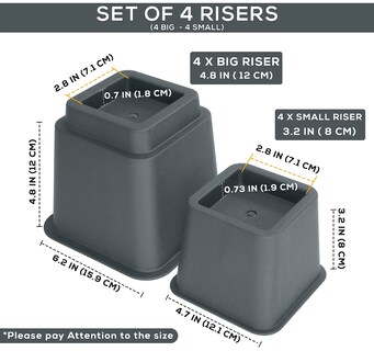 Foto 5 | Cama Ajustable Furniture Risers Utopia Bedding De 3, 5 U 8 Pulgadas (juego De 4 Elevadores, Gris) - Venta Internacional.