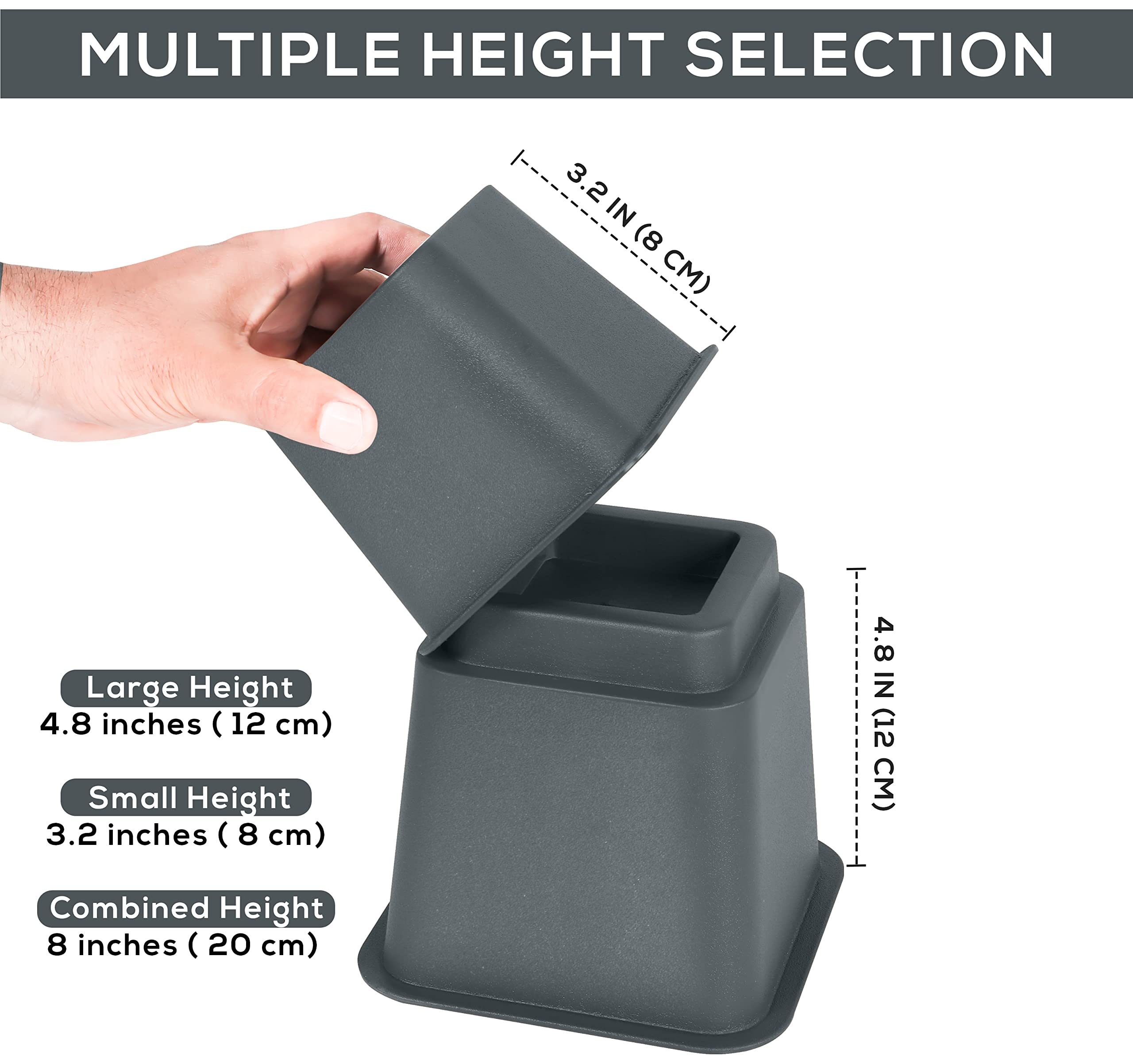 Foto 7 pulgar | Cama Ajustable Furniture Risers Utopia Bedding De 3, 5 U 8 Pulgadas (juego De 4 Elevadores, Gris) - Venta Internacional.