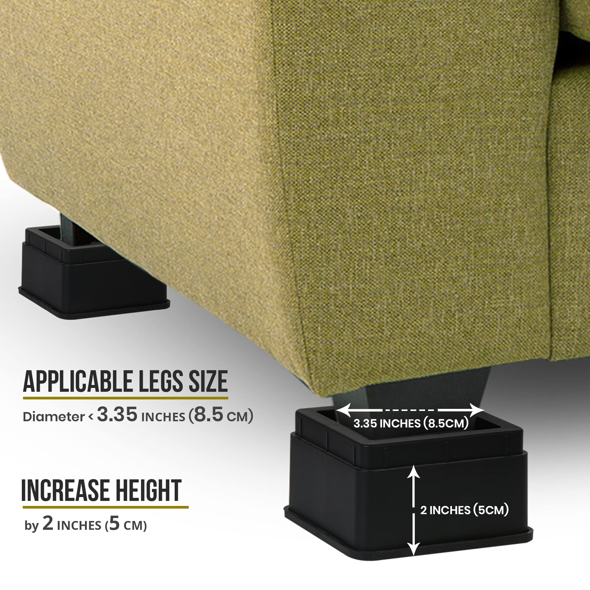 Foto 6 | Bed Risers Utopia Bedding De 5 Cm, Paquete De 4 Para Sofá, Cama, Mesa - Venta Internacional.