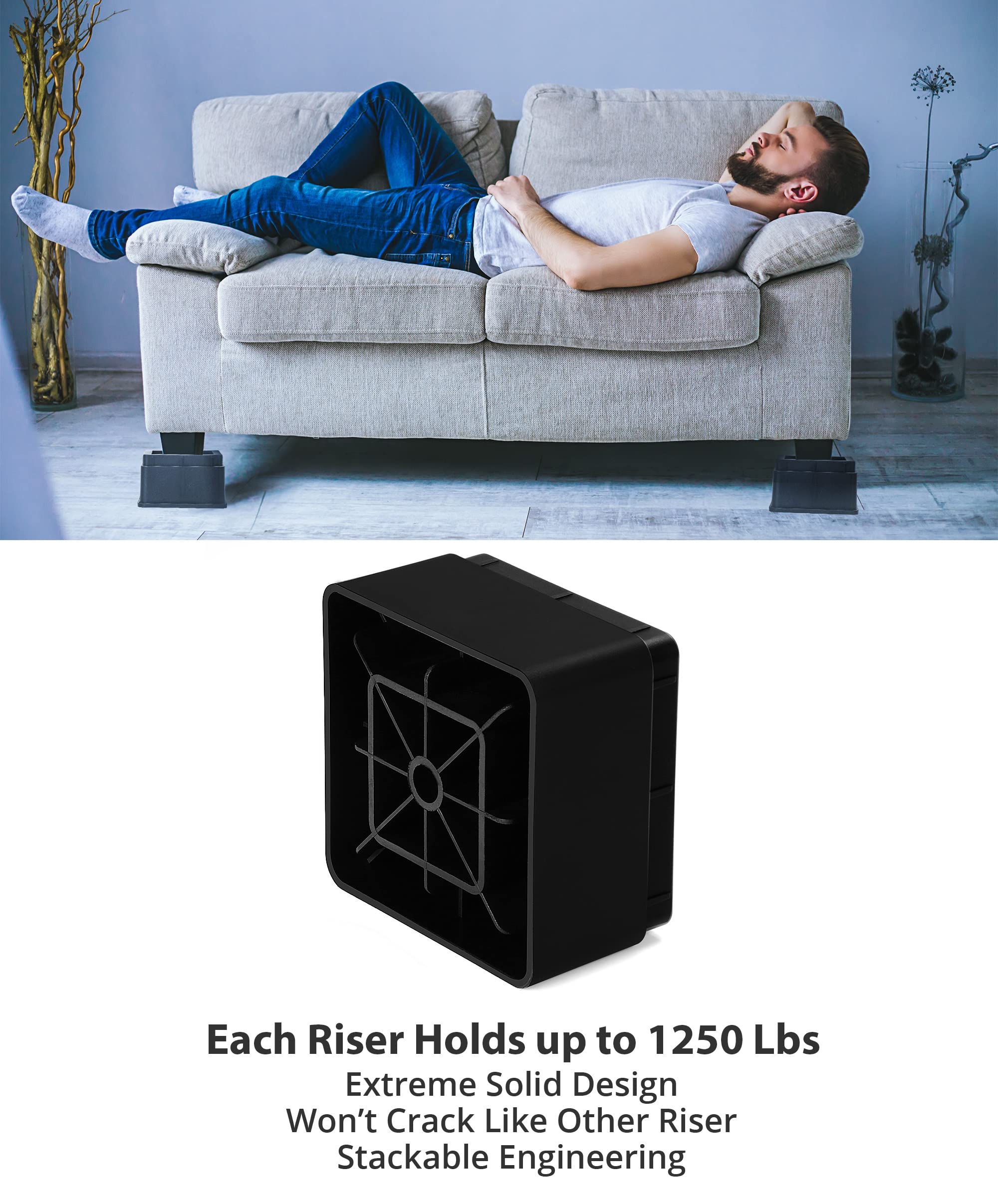 Foto 8 pulgar | Bed Risers Utopia Bedding De 5 Cm, Paquete De 4 Para Sofá, Cama, Mesa - Venta Internacional.