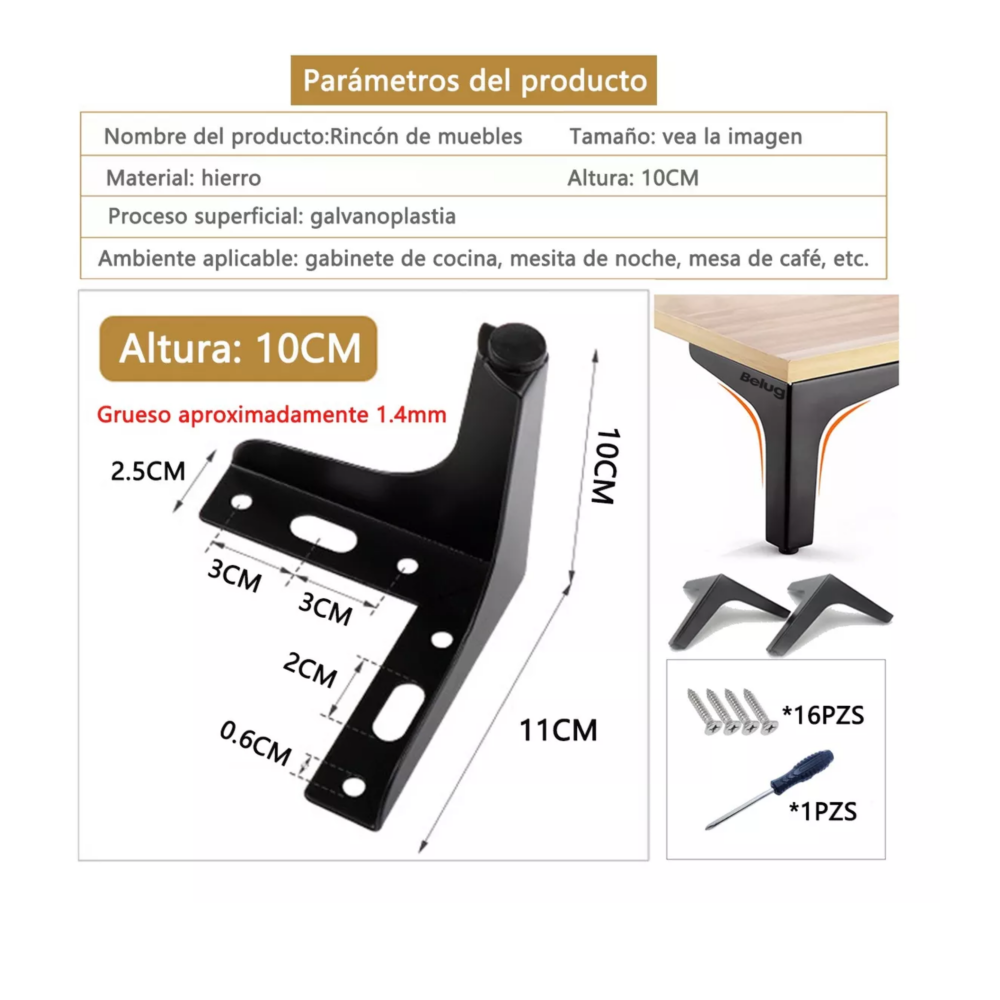 Foto 2 | Patas De Muebles Elevadores De Cama Sofá Apilables 4 Pz 10 Cm, Negro Belug