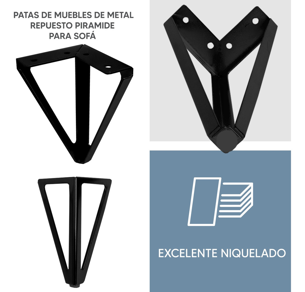 Foto 3 pulgar | Jauz Kit De 4 Patas Para Mueble Metálicas Color Negro