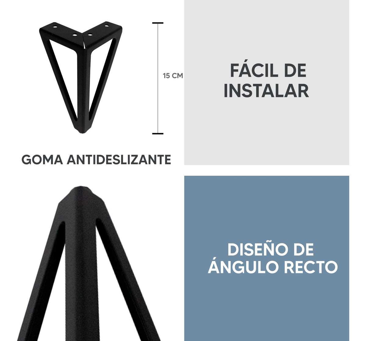 Foto 4 pulgar | Jauz Kit De 4 Patas Para Mueble Metálicas Color Negro