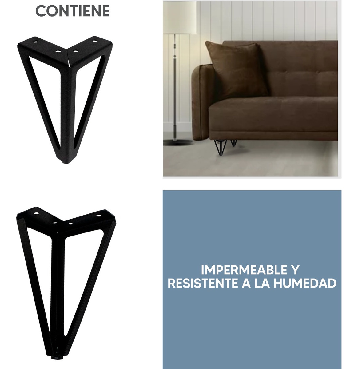 Foto 6 pulgar | Jauz Kit De 4 Patas Para Mueble Metálicas Color Negro